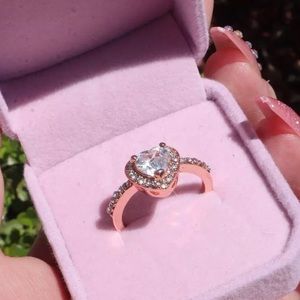 Heart ring rose gold crystal stone love jewelry